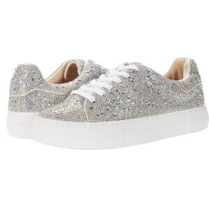 Blue by Betsey Johnson Womens Sidny Sneakers US 6 Silver Rhinestone NIB